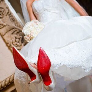 Christian Louboutin Ivory Satin Wedding Shoes size 37